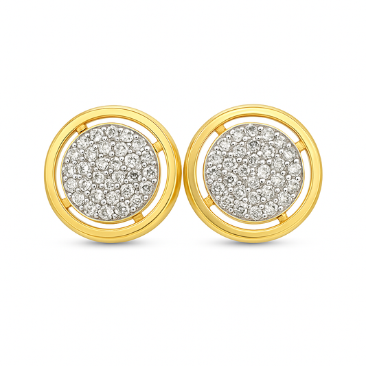 10K Yellow Gold 0.40 ctw Diamond Halo Cluster Earrings | Round Cut | Jewelry Palace