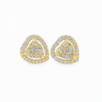 10K Yellow Gold 0.47 ctw Diamond Heart-Shaped Earrings | Romantic Halo Studs | Jewelry Palace
