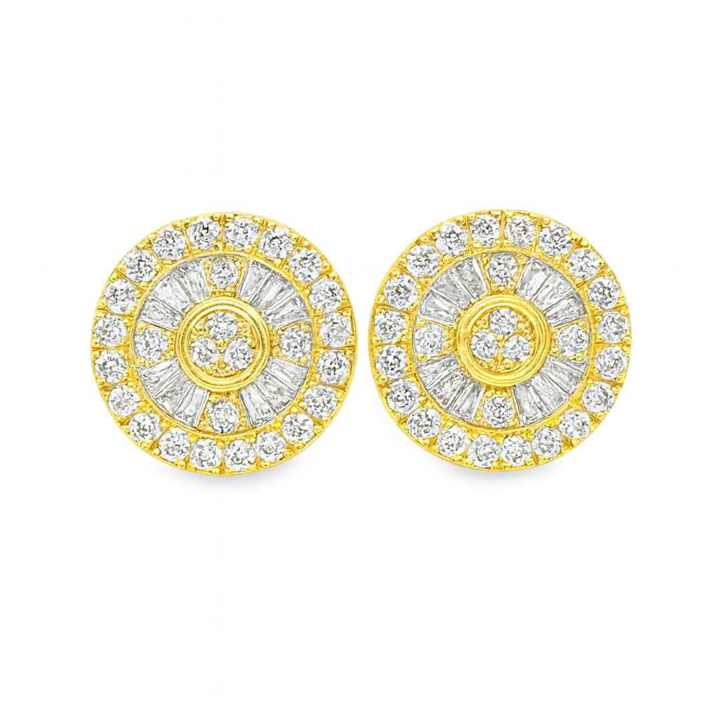 10K Yellow Gold 0.50 ctw Diamond Earrings | Round & Baguette | Jewelry Palace