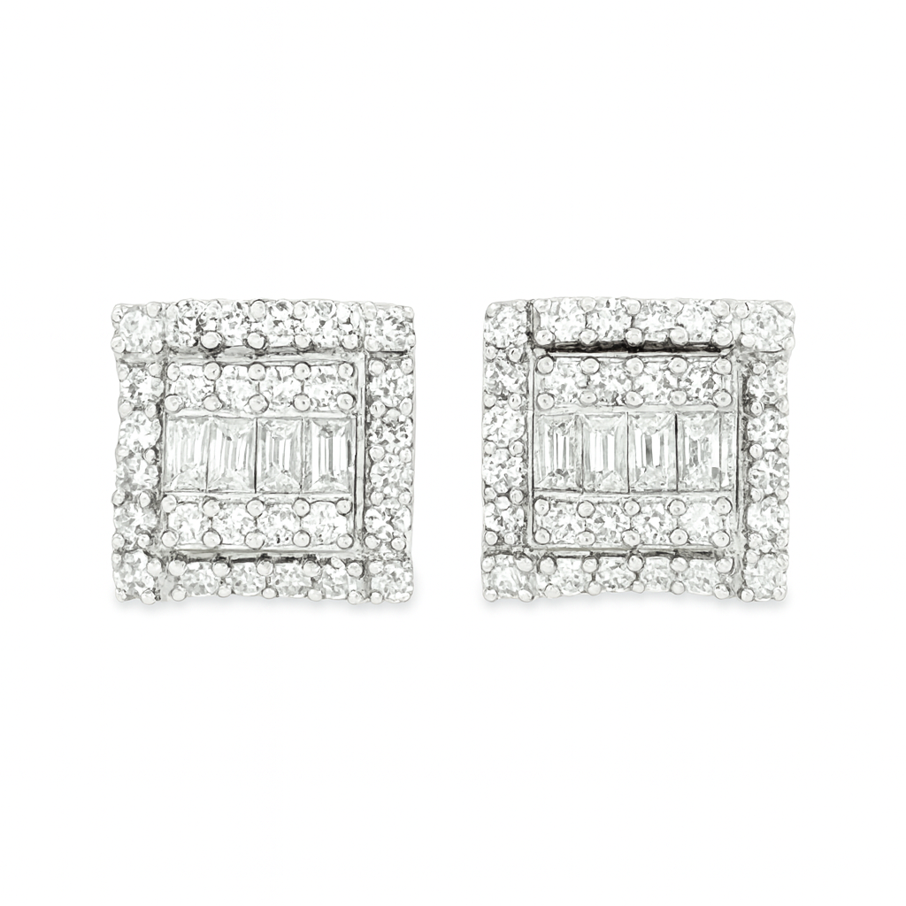 10K Yellow Gold 0.50 ctw Diamond Square Cluster Earrings | Everyday Elegance & Sparkle | Jewelry Palace