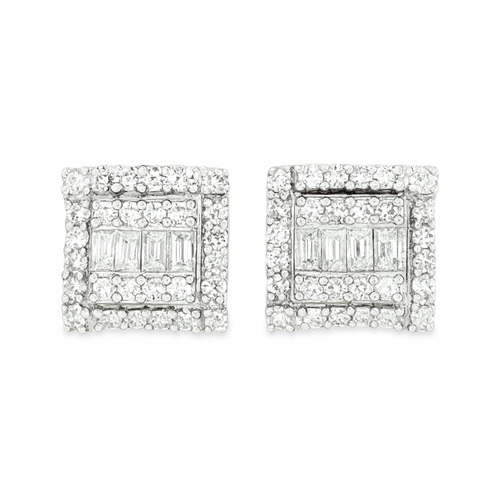 10K Yellow Gold 0.50 CTW Diamond Square Cluster Earrings