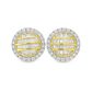 10K Yellow Gold 0.63 ctw Baguette Layered Diamond Round Earrings | Luxury Studs | Jewelry Palace