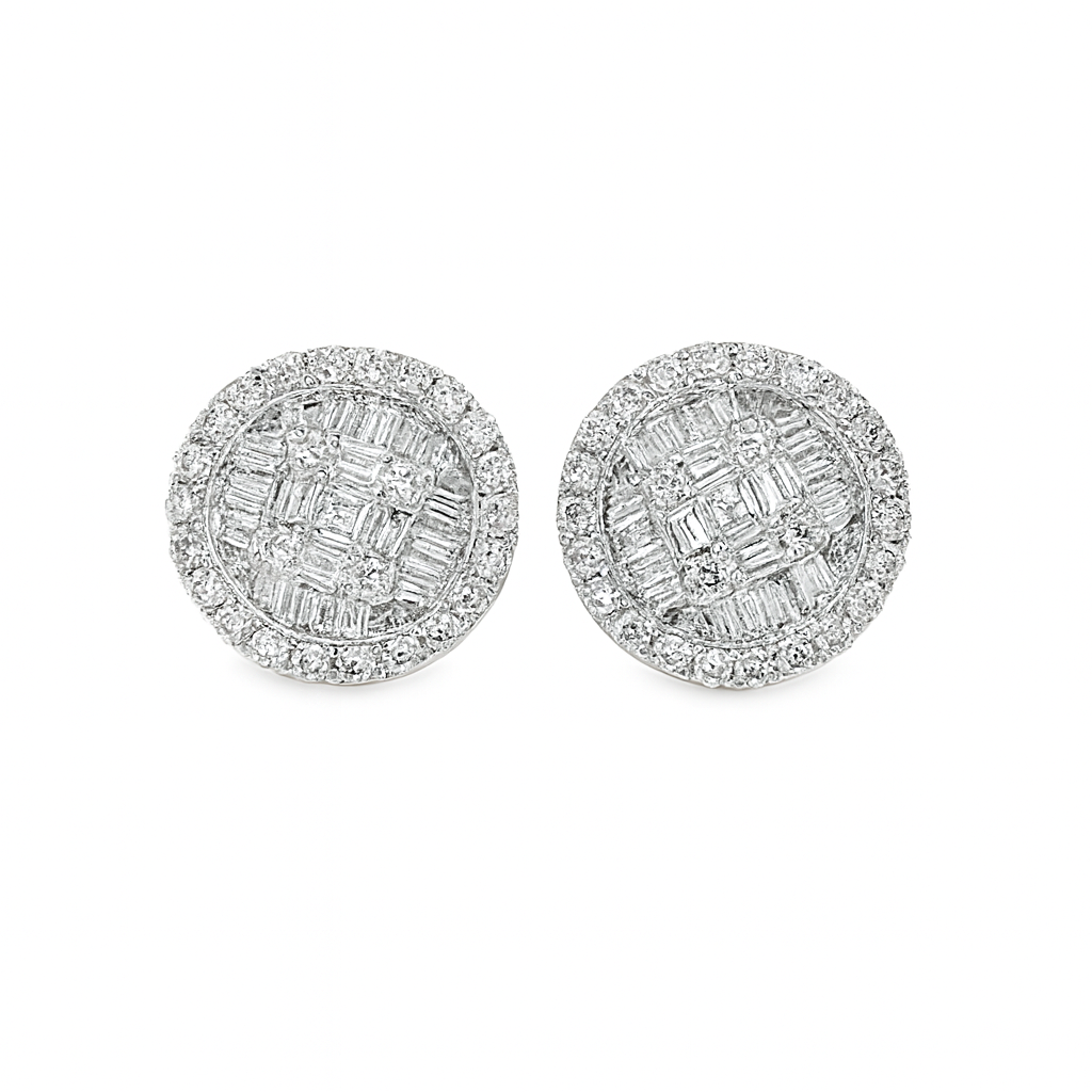10K Yellow Gold 0.63 ctw Diamond Earrings | Round & Baguette | Jewelry Palace