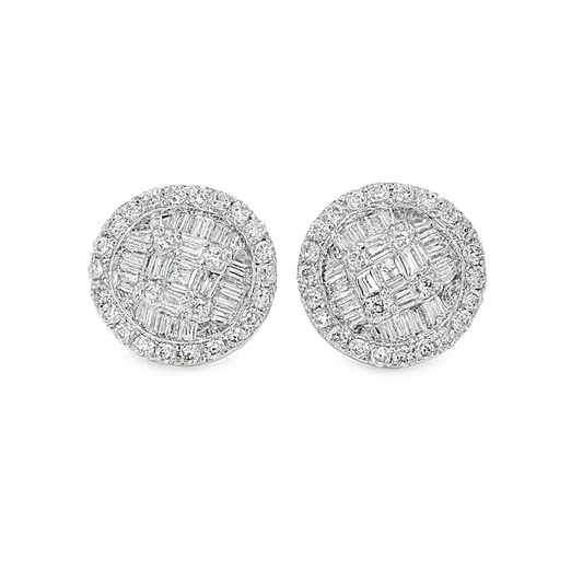 10K Yellow Gold 0.63 ctw Diamond Earrings | Round & Baguette | Jewelry Palace