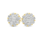10K Yellow Gold 0.65 ctw Diamond Flower Earrings | Baguette Center | Jewelry Palace