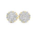 10K Yellow Gold 0.65 ctw Diamond Flower Earrings | Baguette Center | Jewelry Palace
