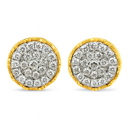 10K Yellow Gold 0.75 ctw Diamond Crown Set Round Earrings | Classic Studs | Jewelry Palace