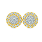 10K Yellow Gold 1.11 ctw Diamond Round Earrings | Halo Set | Jewelry Palace