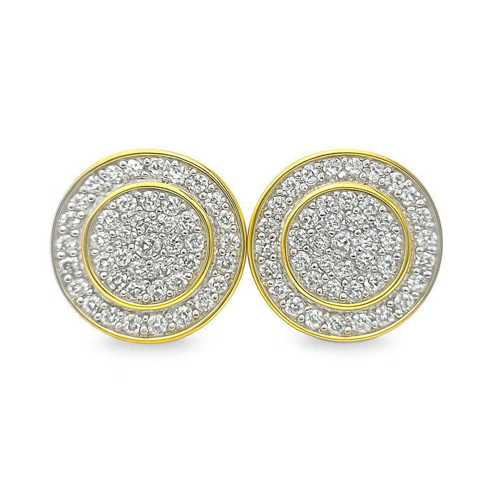 10K Yellow Gold Circle Layered Diamond Stud Earrings – 1/3 CTW | Jewelry Palace