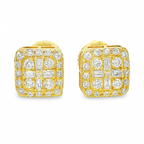 10K Yellow Gold Diamond Square Earrings – 0.21 CTW Baguette & Round Design | Jewelry Palace