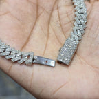 8MM 925 Silver 27.63g 4.82CTW Natural Round Diamond Cuban Link Bracelet