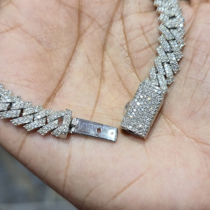 8MM 925 Silver 27.63g 4.82CTW Natural Round Diamond Cuban Link Bracelet