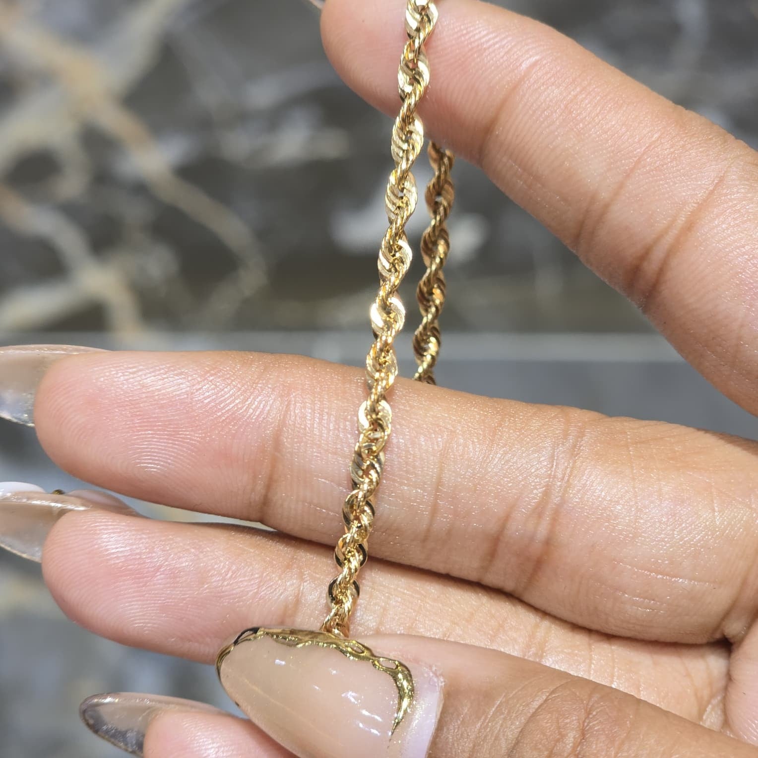 10K Yellow Gold Rope Bracelet 8.5" 3mm 1.94g Real Gold Diamond Cut Twist Link
