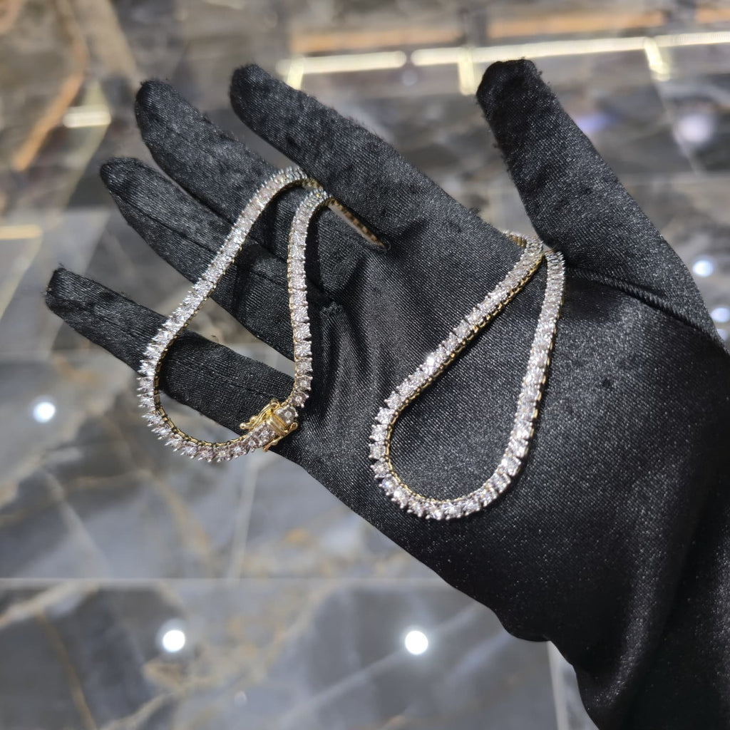 10K Yellow Gold Diamond Tennis Chain 1.87ctw GH SI 22" 33.9g Jewelry Palace