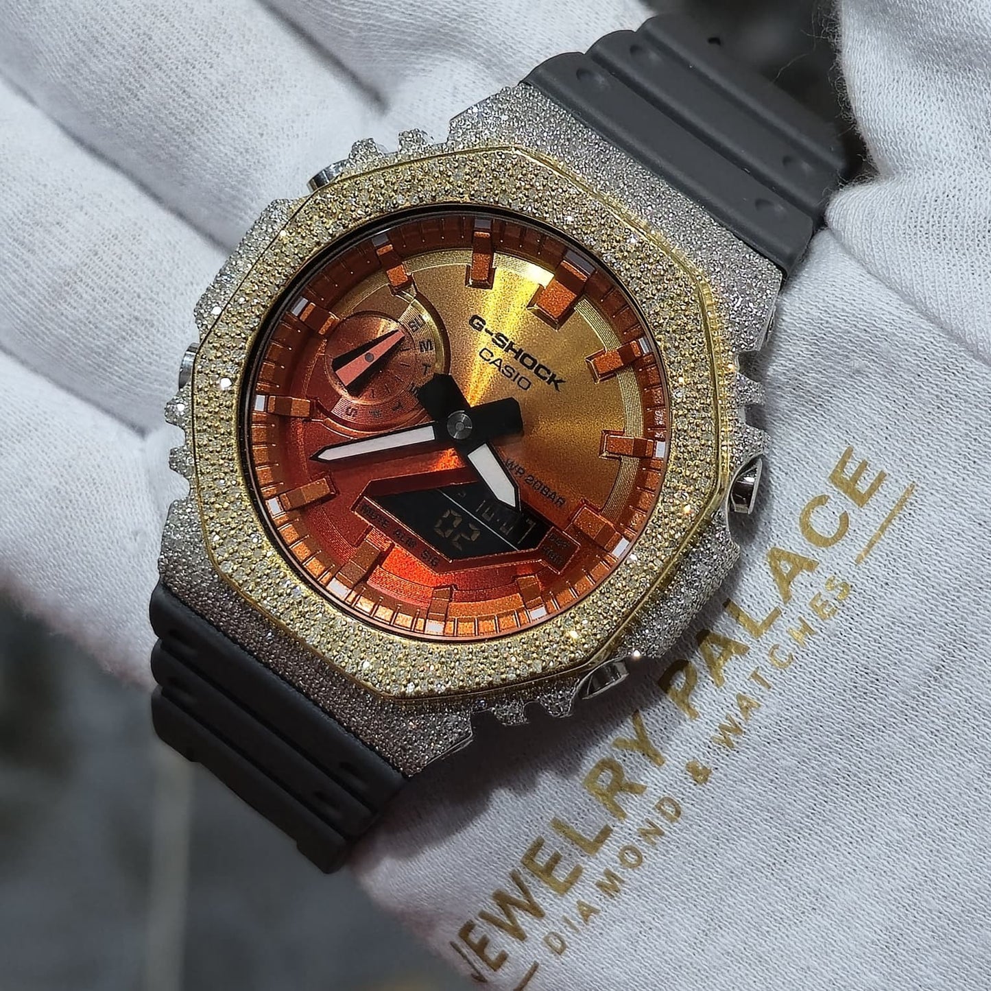 Casio G-Shock S2100  Iced Out Natural Diamond Watch 5CT | Inferno Dial