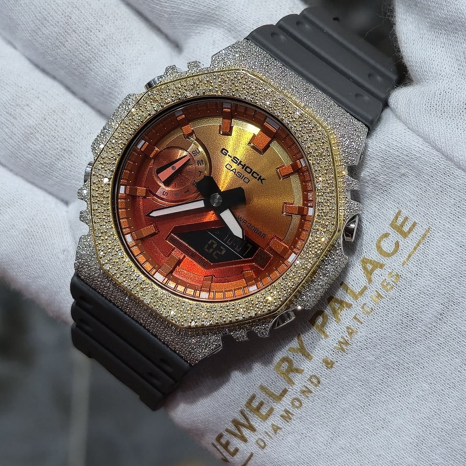 Casio G-Shock S2100  Iced Out Natural Diamond Watch 5CT | Inferno Dial