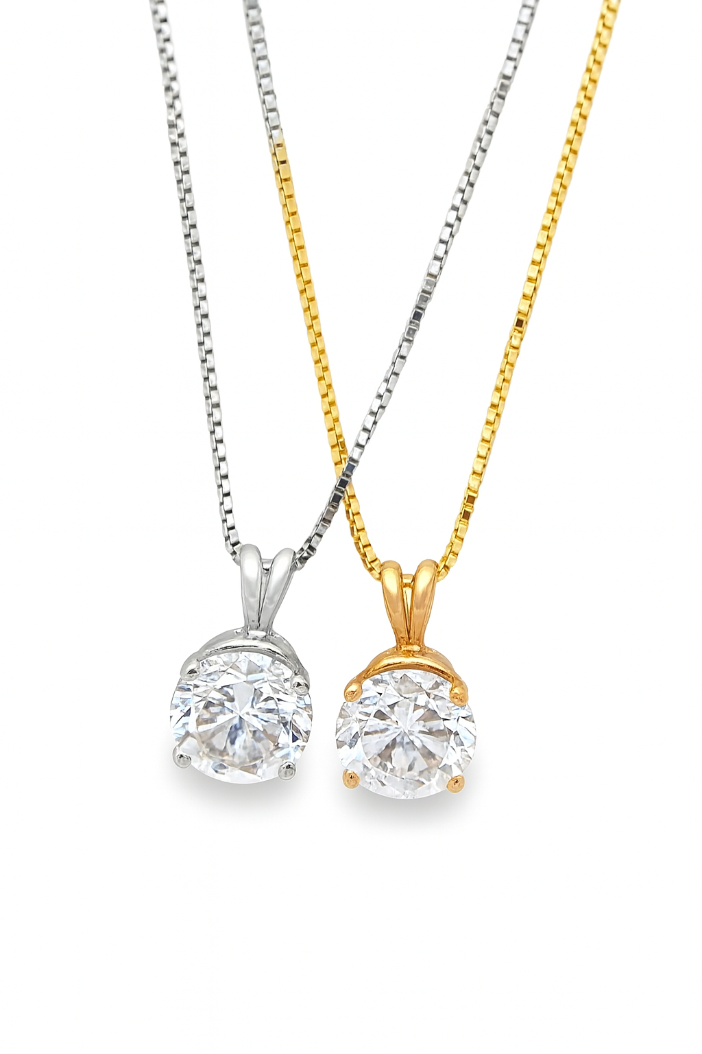 1.00 E VVS1 ROUND CUT LAB-CREATED DIAMOND SOLITAIRE PENDANT 14k WG AND YG