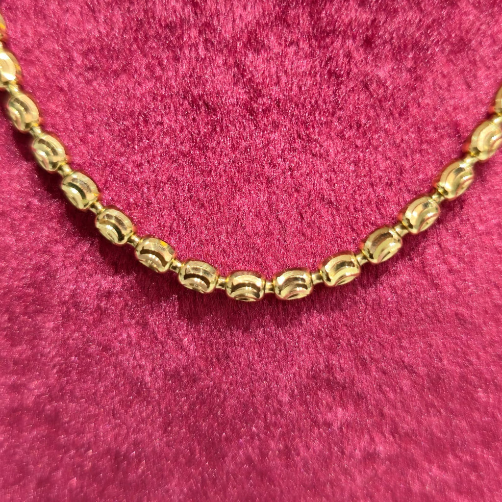 10K Gold 3mm Ball Beaded Chain (Solid Links) 18"-20"