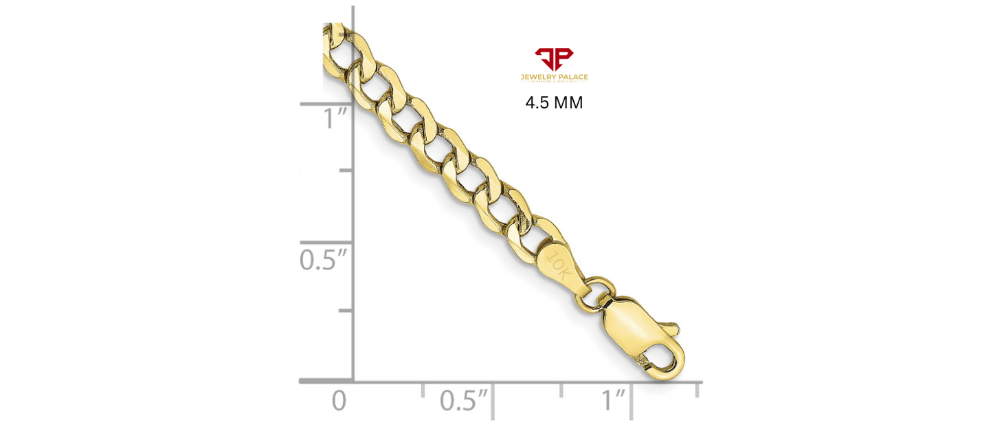 10K Yellow Gold Solid 2mm-6.5mm Curb Cuban Chain Link Necklace Bracelet 7"- 26"