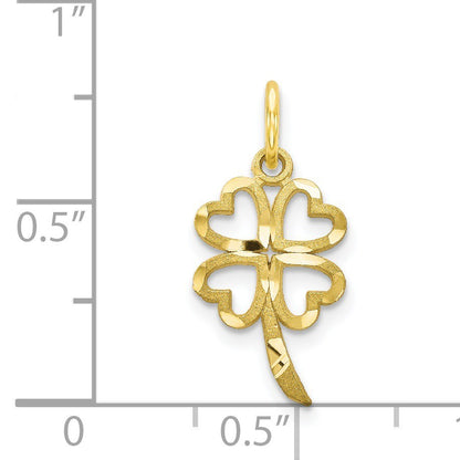 10k Yellow Gold Small Irish Lucky Four Leaf Clover Charm Pendant 0.5 gram