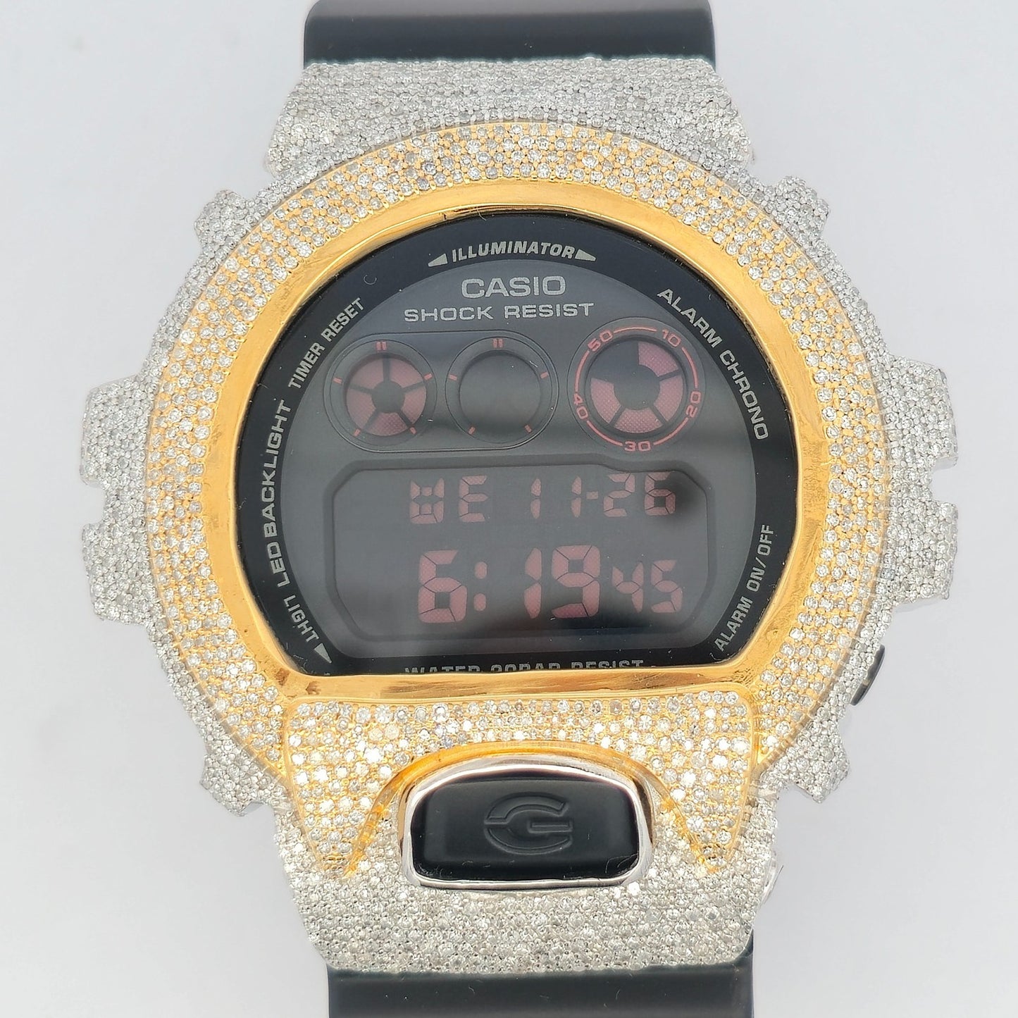 Casio G-Shock 6900 TwoTone Iced Out Natural Diamond Watch 5CT