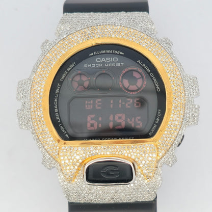 Casio G-Shock 6900 TwoTone Iced Out Natural Diamond Watch 5CT