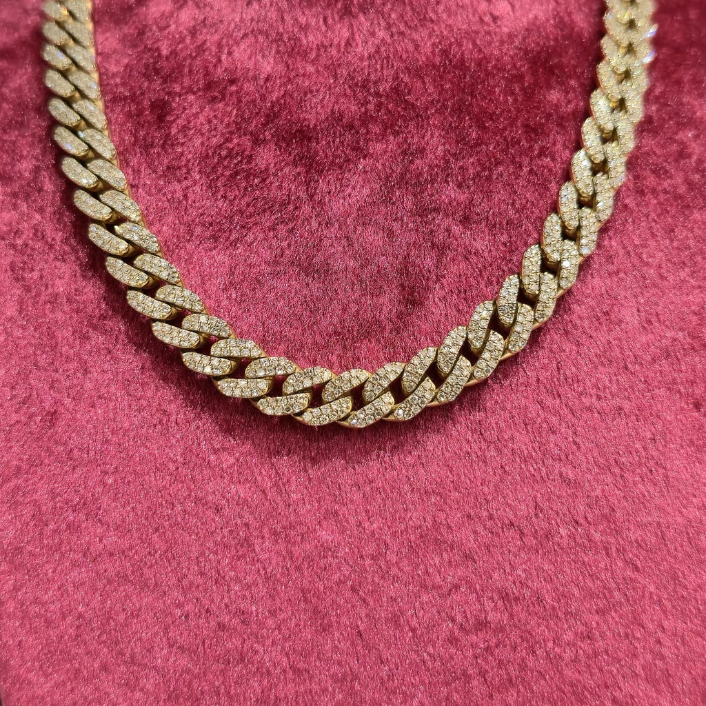 2 Row 7 CT Real Diamond Miami Cuban Link Necklace 6MM  18" 10K Gold