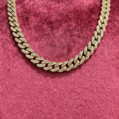 2 Row 7 CT Real Diamond Miami Cuban Link Necklace 6MM  18" 10K Gold