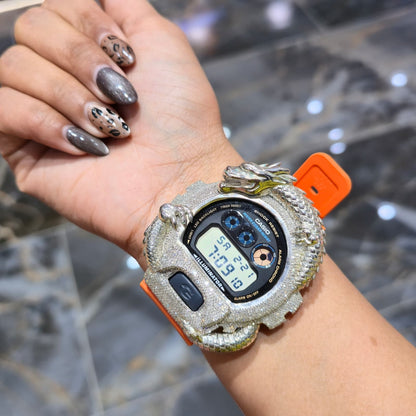 Dragon Edition G-shock  Watch With Natural Diamond and Orange Strap