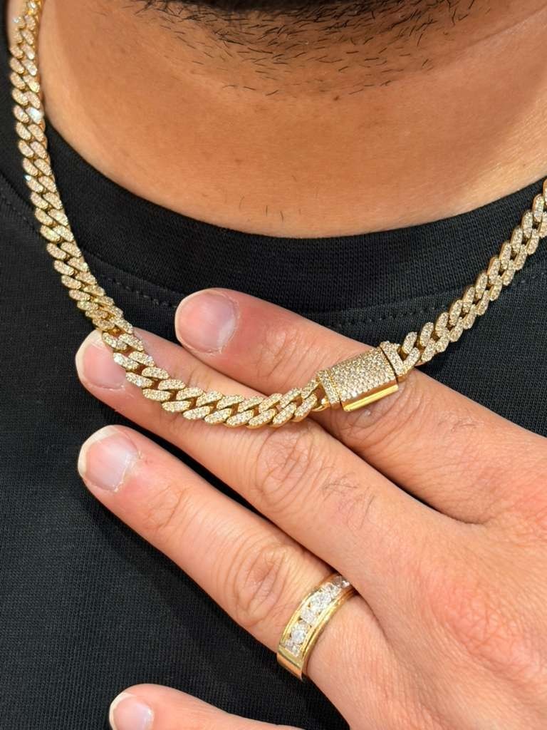 2 Row 7 CT Real Diamond Miami Cuban Link Necklace 6MM  18" 10K Gold