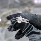 Lab Diamond Pear Teardrop Engagement Ring Set White Silver 3.00 ctw