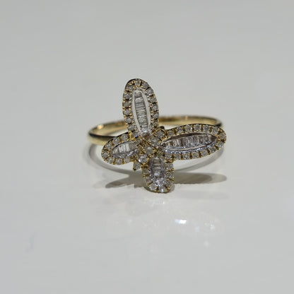 10k Solid Yellow Gold Butterfly Ring  0.33 CTW Natural Diamonds Size 7