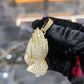 10K Gold 5.50ctw Diamond Praying Hands Pendant Iced Out Yellow Gold