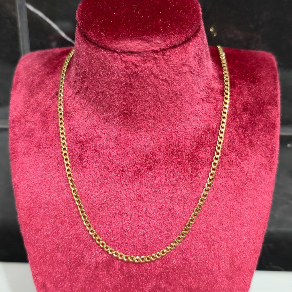 10K Yellow Gold 2mm Curb Cuban Chain Link Necklace 18"