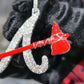10K White Gold Atlanta Drip Pendant 2.50ctw Diamond Red Enamel Iced Out 2"
