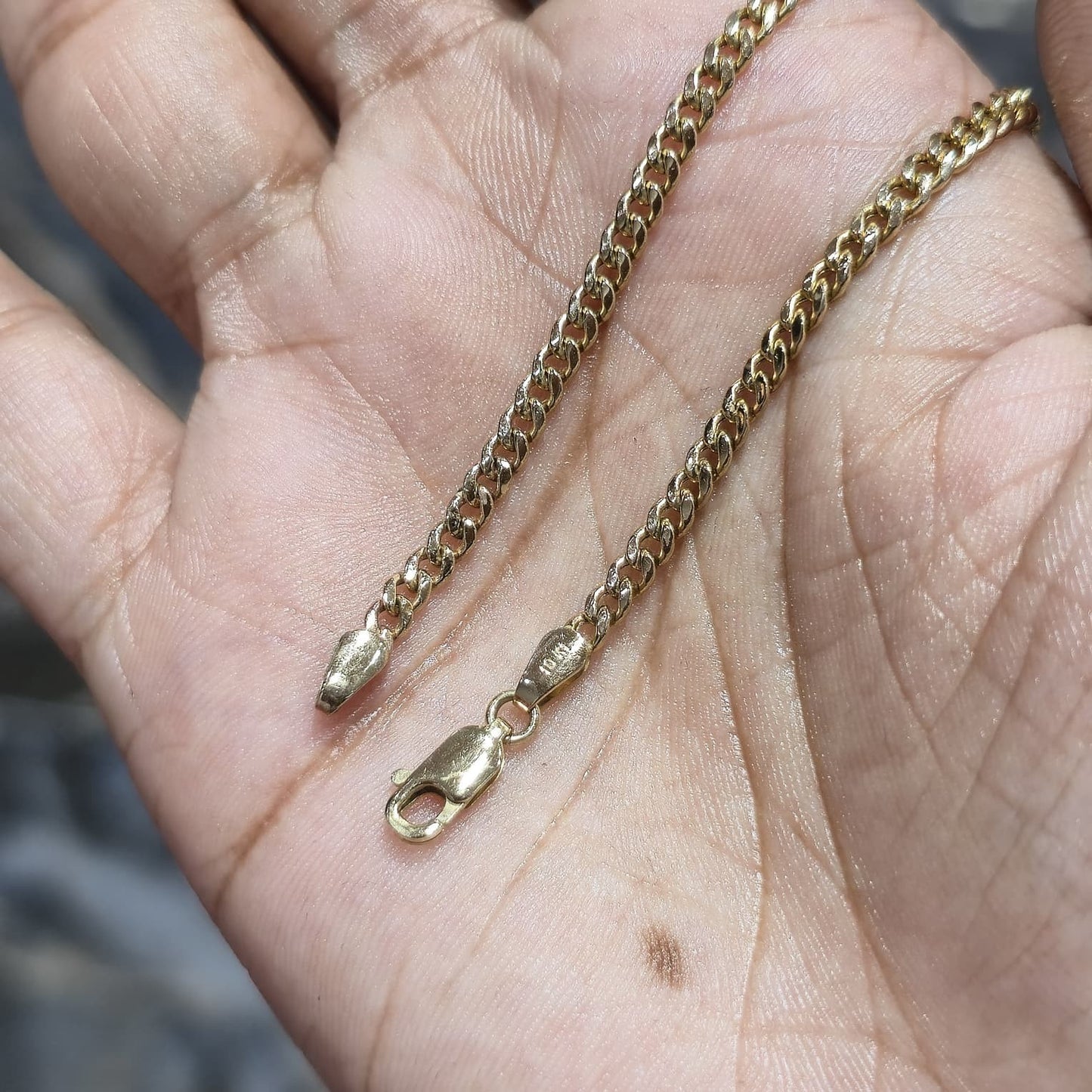 3mm Miami Cuban Link Bracelet 10K Yellow Gold 8" Real Gold Lobster Clasp Unisex