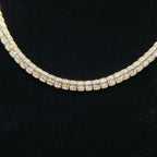 Real 10K Yellow Gold 6.03 CT Diamond Tennis Chain 22" Mens Baguette Necklace 4MM
