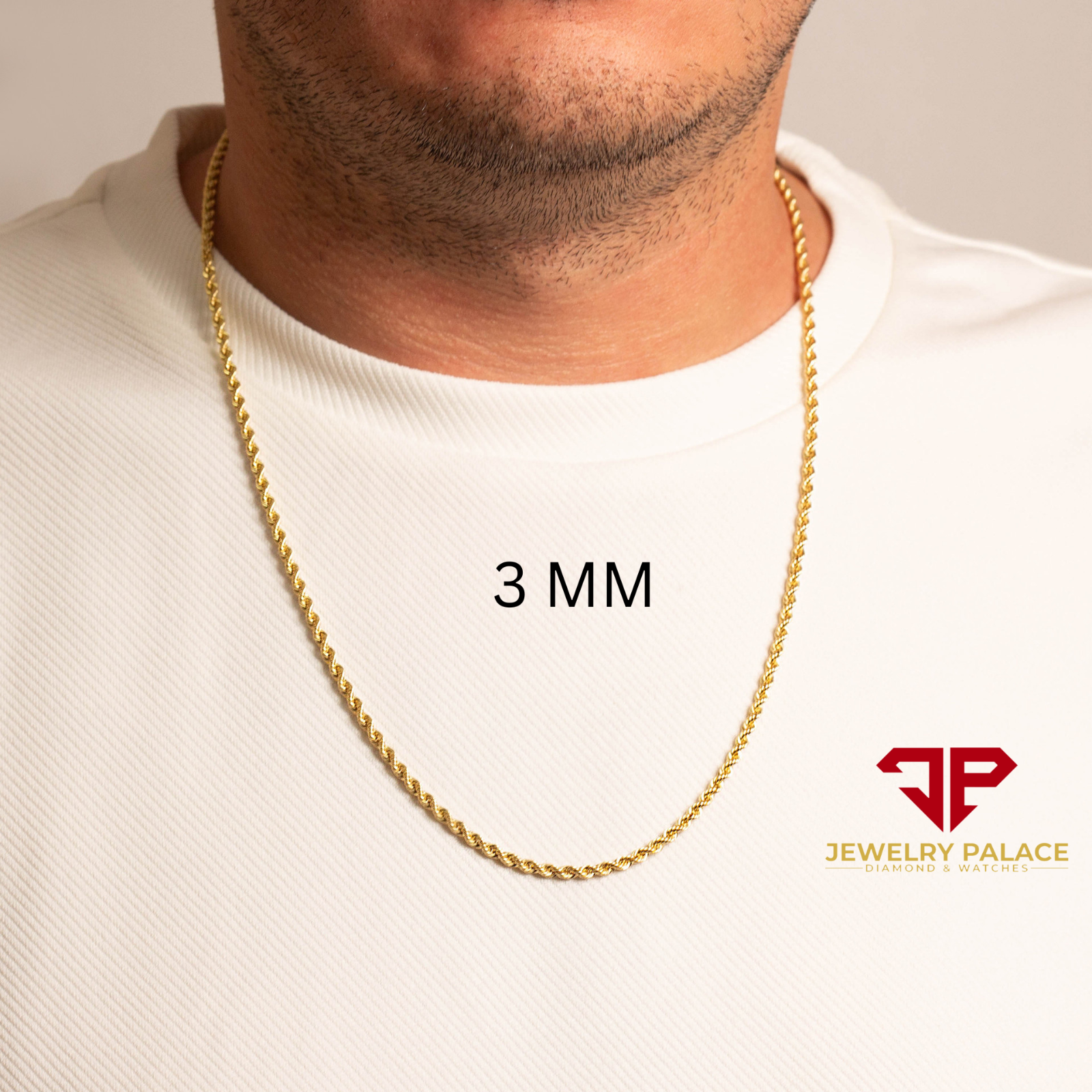 10K Yellow Gold 1mm-4mm Laser Diamond Cut Rope Chain Necklace Men Women 16"- 30"