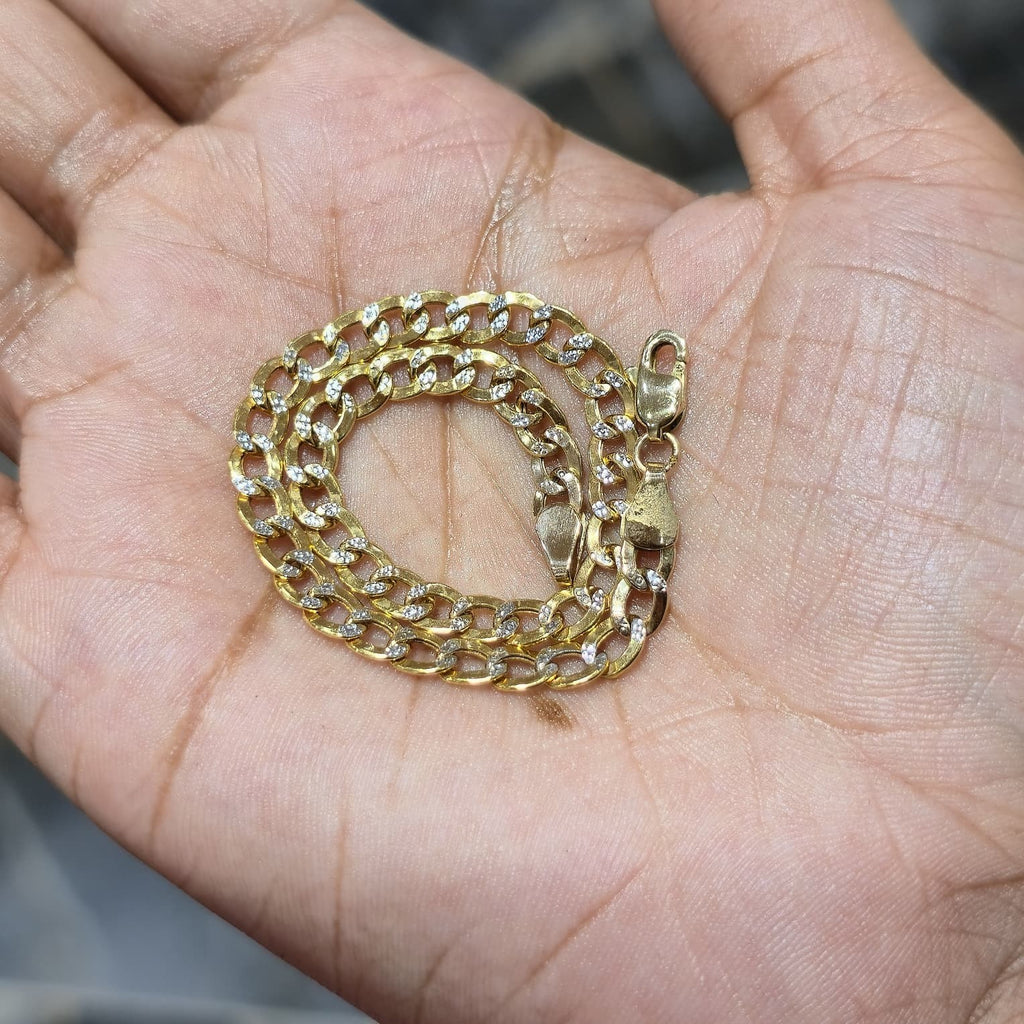10K Yellow Gold Diamond Cut Cuban Link Bracelet 8" 4mm 3.14g Lobster Clasp Real