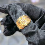 10K Yellow Gold Nugget Ring Men Solid Statement Dome Heavy Bold Real