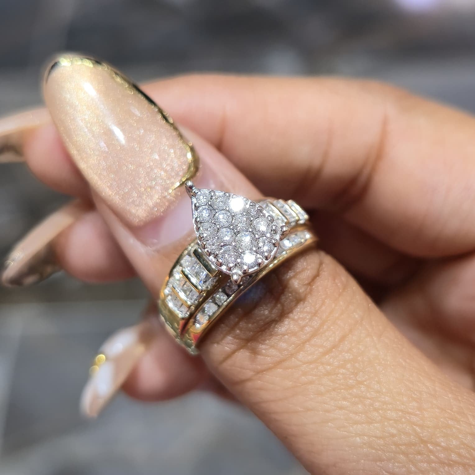 10K Gold Cinderella Pear Shape Wedding Engagement Ring 0.50 CTW Natural Diamonds