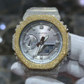 Authentic Casio G-Shock S2100  Iced Out Natural Diamond Watch 5CT | Silver Dial