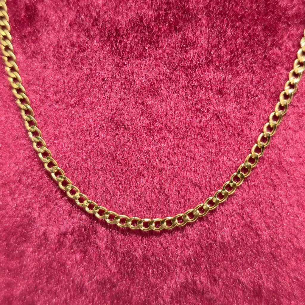 10K Yellow Gold 2mm Curb Cuban Chain Link Necklace 18"