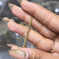 3mm Miami Cuban Link Bracelet 10K Yellow Gold 8" Real Gold Lobster Clasp Unisex