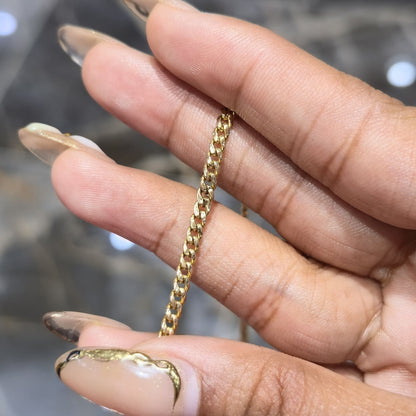 3mm Miami Cuban Link Bracelet 10K Yellow Gold 8" Real Gold Lobster Clasp Unisex