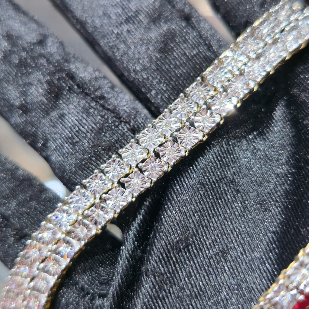 10K Yellow Gold Diamond Tennis Chain Necklace 3.3mm GH SI Men Women