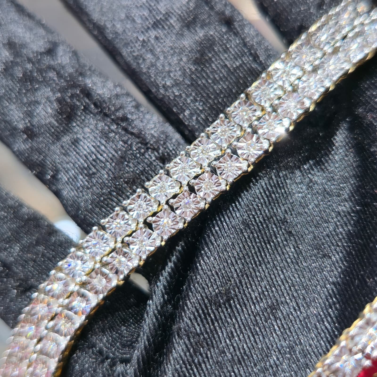 10K Yellow Gold Diamond Tennis Chain Necklace 3.3mm GH SI Men Women