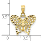 10k Yellow Gold Diamond-cut Butterfly Pendant 10D4207
