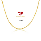 10K Yellow Gold 1mm-4mm Laser Diamond Cut Rope Chain Necklace Men Women 16"- 30"