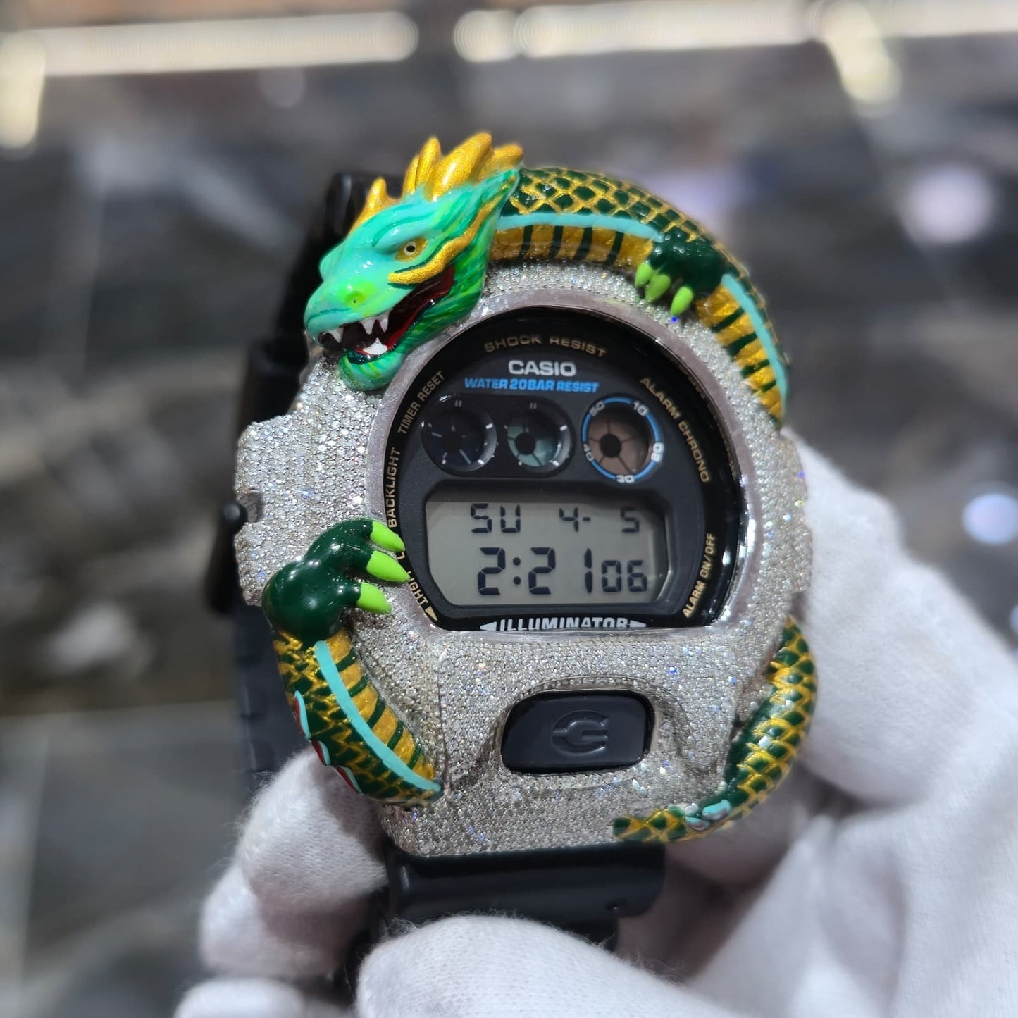 Casio G-Shock (Black) 6900 Iced Out Diamond Watch 5 CTW